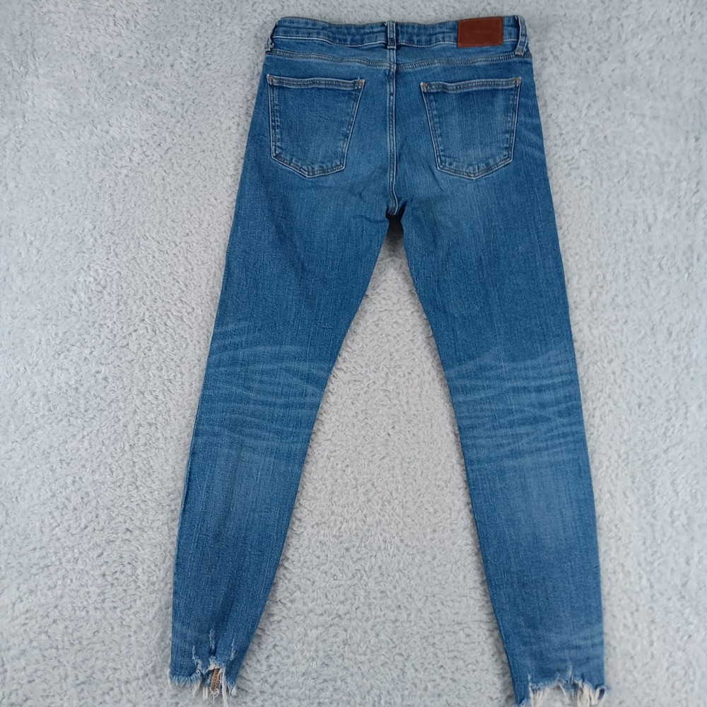 Zara Premium Denim The Skinny Jeans Blue High Rise Frayed Hem Womens Size 8 - Picture 2 of 9